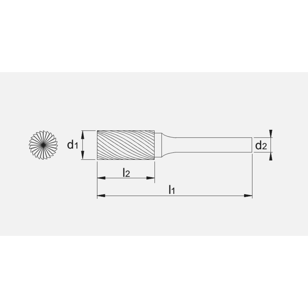 Phantom hardmetaal Stiftfrees model B, cilindrisch met kopvertanding, schacht 6 mm, TiAlN