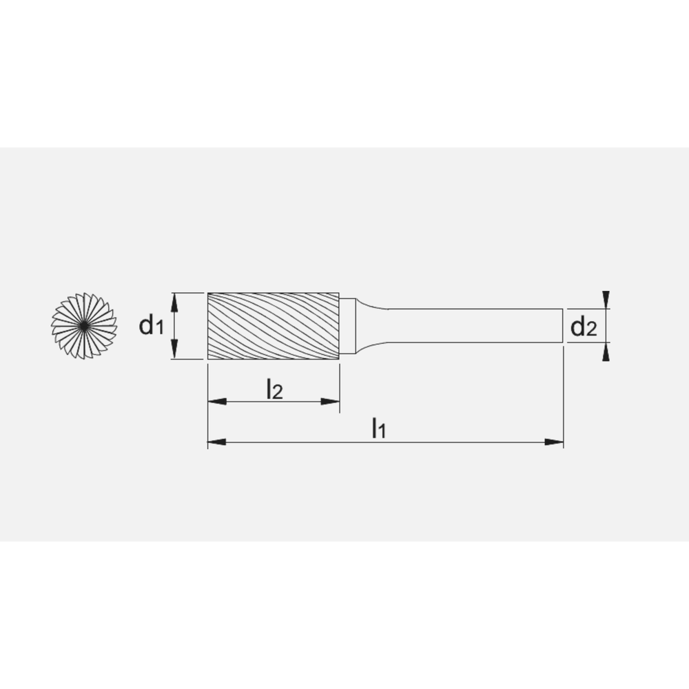 Phantom hardmetaal Stiftfrees model B, cilindrisch met kopvertanding, schacht 6 mm, lang