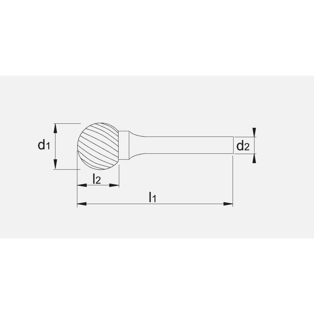 Phantom hardmetaal Stiftfrees model D, kogelvorm, schacht 3 mm