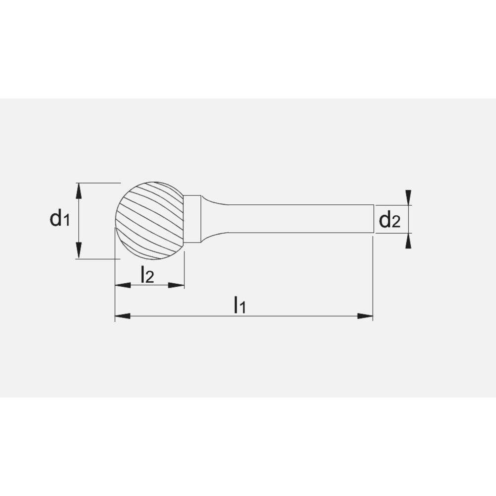 Phantom hardmetaal Stiftfrees model D, kogelvorm, schacht 8 mm