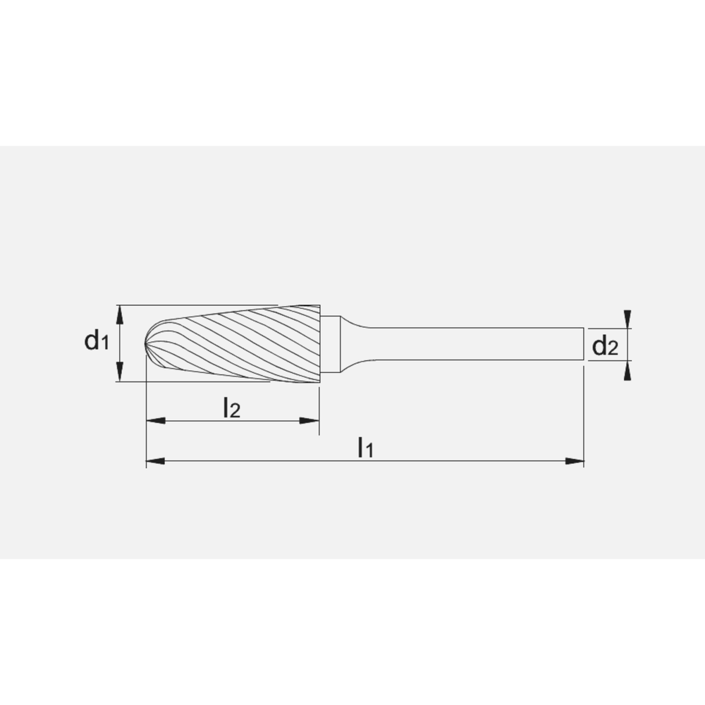 Phantom hardmetaal Stiftfrees model F, boomvorm met ronde kop, schacht 3 mm