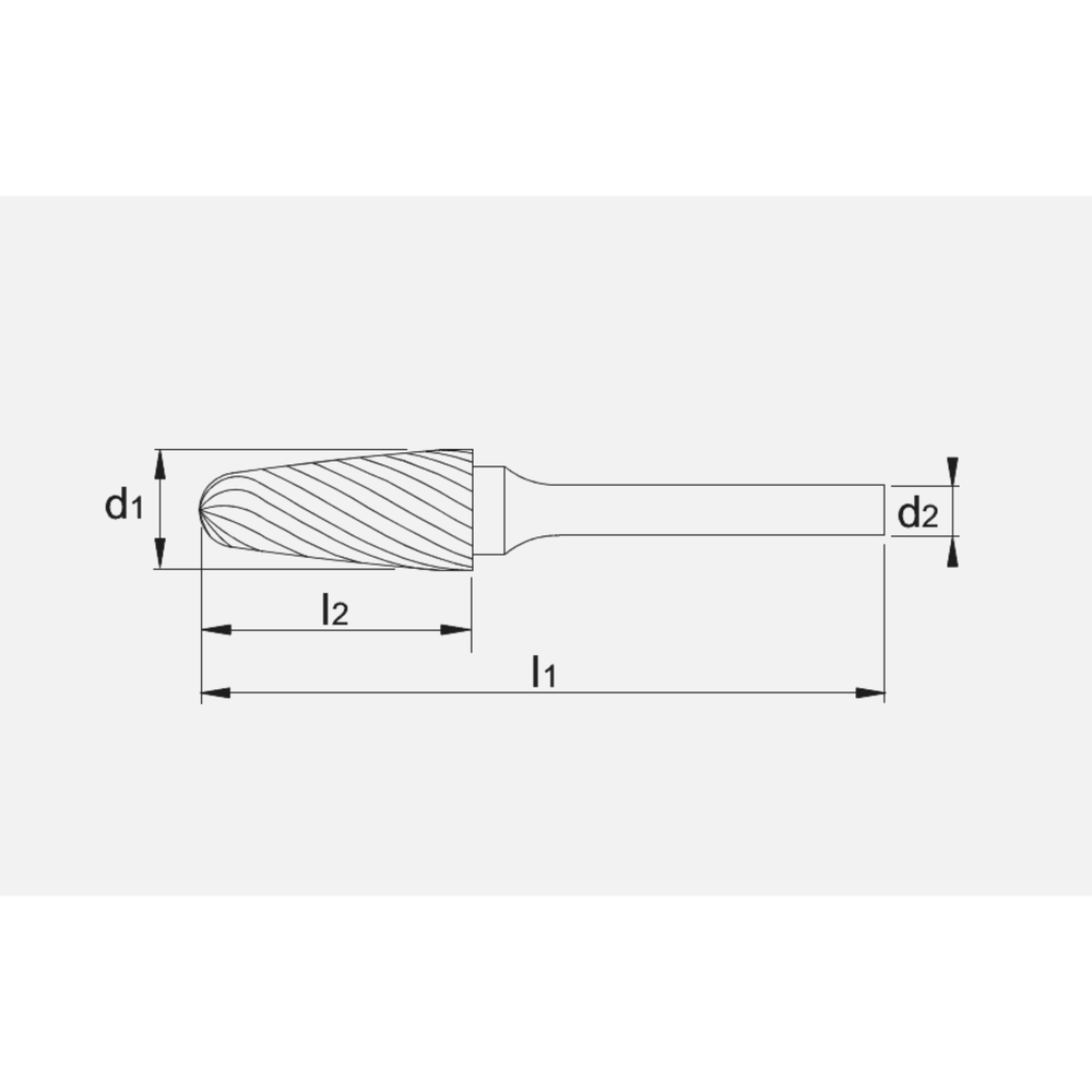 Phantom hardmetaal Stiftfrees model F, boomvorm met ronde kop, schacht 8 mm