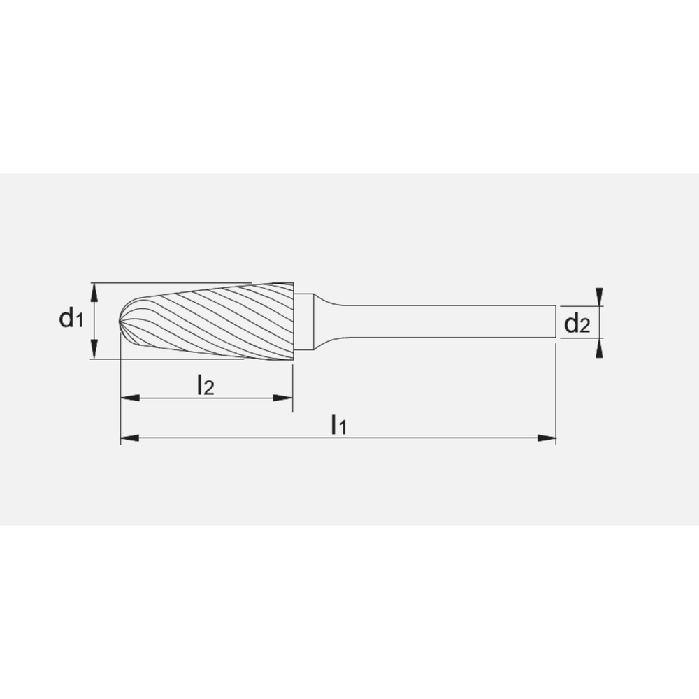 Phantom hardmetaal Stiftfrees model F‚ boomvorm met ronde kop‚ schacht 6 mm‚ lang 4-DIAMOND 12x25x6x175mm
