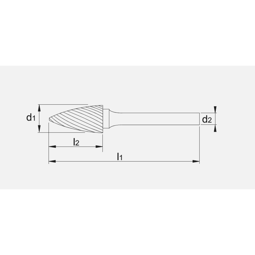 Phantom hardmetaal Stiftfrees model G, boomvorm spits, schacht 6 mm, lang