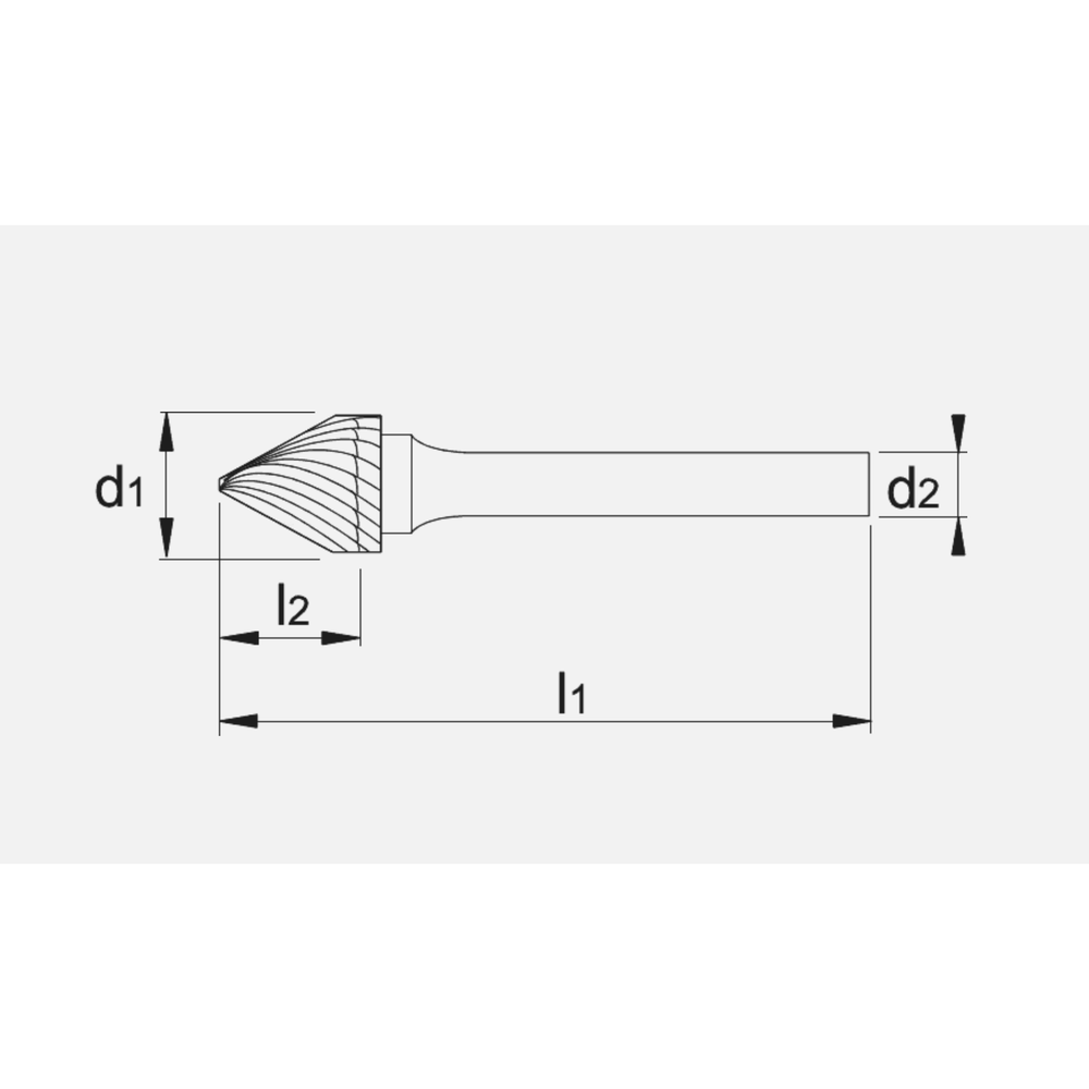 Phantom hardmetaal Stiftfrees model J, kegelvorm 60°, schacht 6 mm
