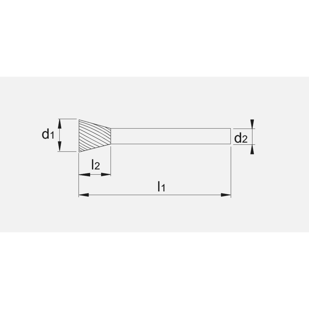 Phantom hardmetaal Stiftfrees model N‚ omgekeerde kegelvorm‚ schacht 3 mm 6-UNI 3x4x3x38mm
