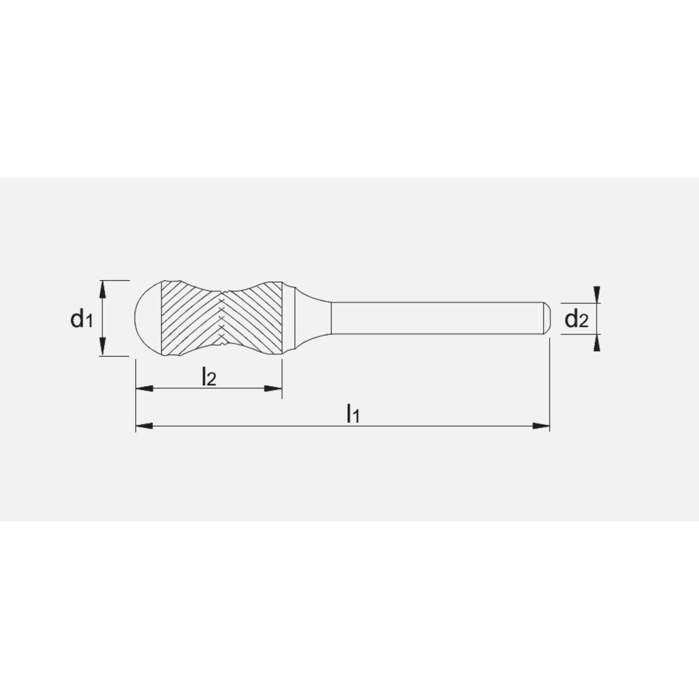 Phantom Hardmetaal Stiftfrees model X‚ schacht 6 mm‚ concave vorm 3-FINE 12‚7x25x6x70mm