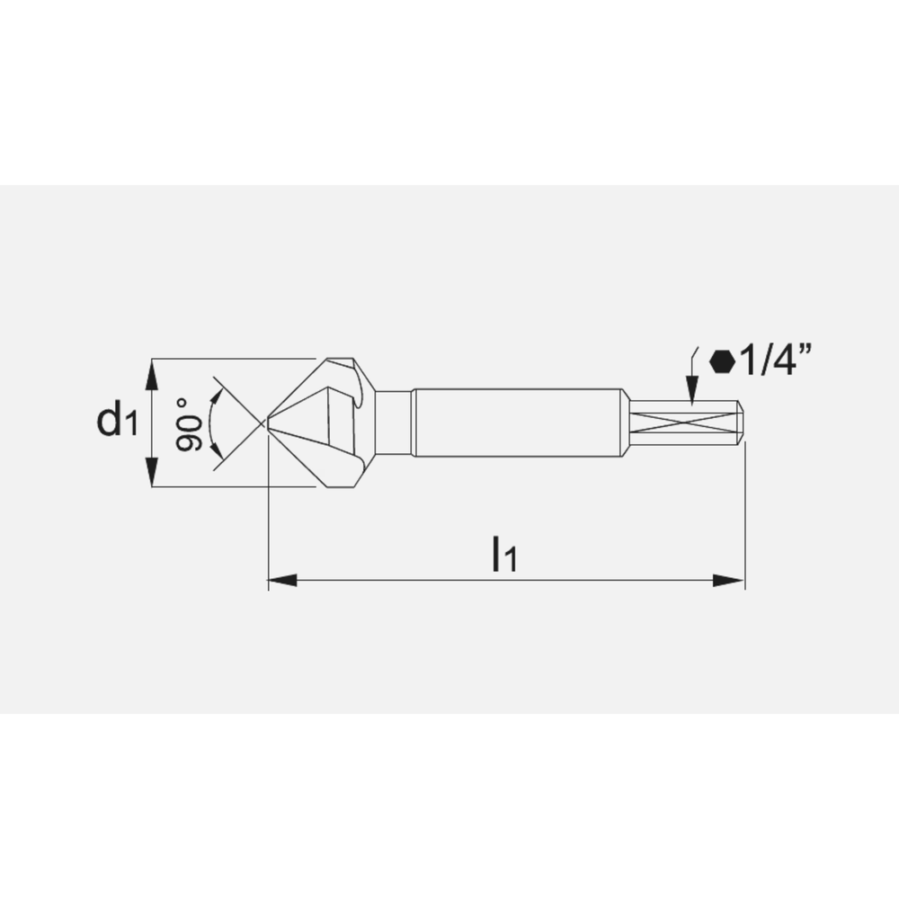 International Tools ECO HSS Verzinkboor DIN 3126-DIN ISO 1173 E6,3 90°, 3 snijkanten, 1/4″ (6,35 mm)-zeskant bitopname