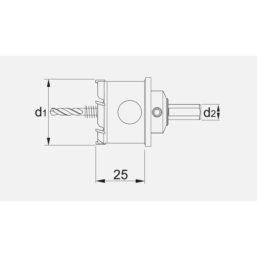 Phantom HM-tip Gatfrees diepgat uitvoering 25 mm, materiaaldikte <12 mm