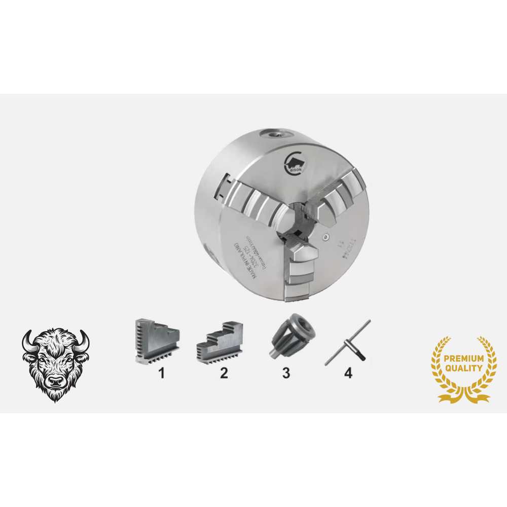 Bison ISO 702-1 (DIN 55026) Zelfcentrerende Drie-Klauwplaat, staal, type 3514