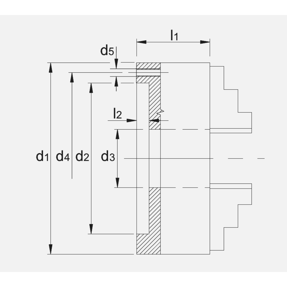 Bison DIN 6350 Zelfcentrerende Drie-Klauwplaat, gietijzer, type 3204
