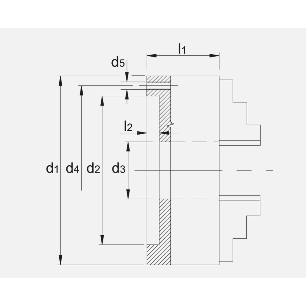 Bison DIN 6350 Zelfcentrerende Vier-Klauwplaat, gietijzer, type 3604