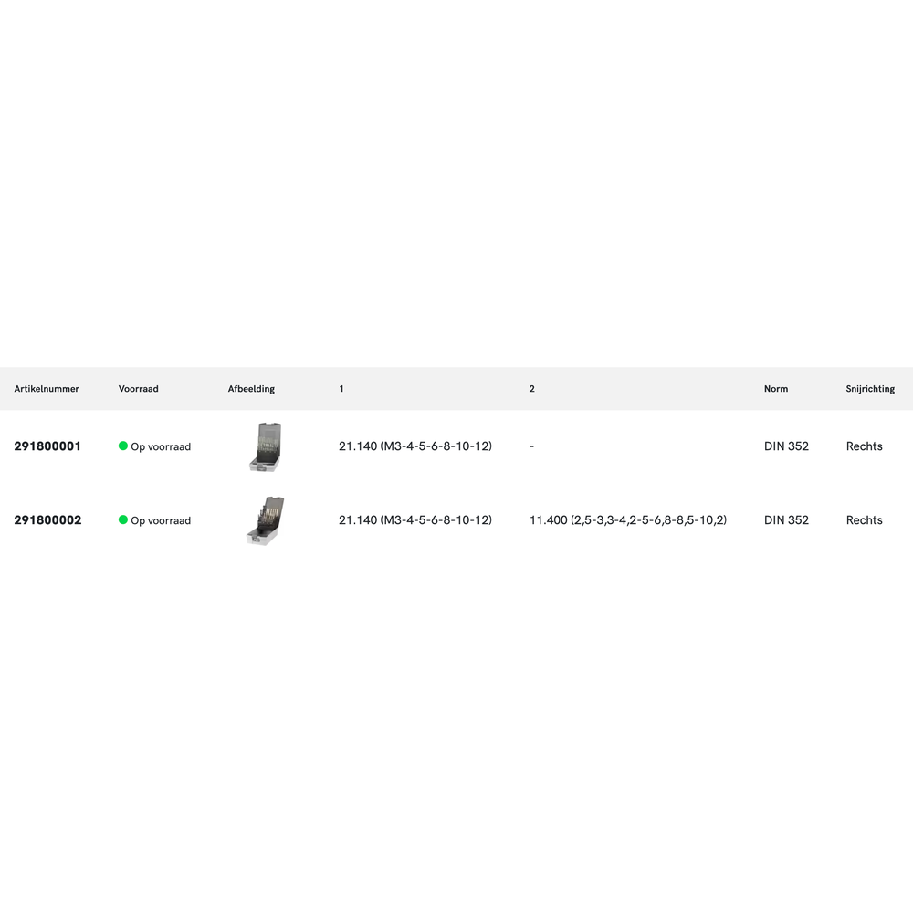 International Tools ECO HSS Set Handtappen DIN 352 (combinatie)