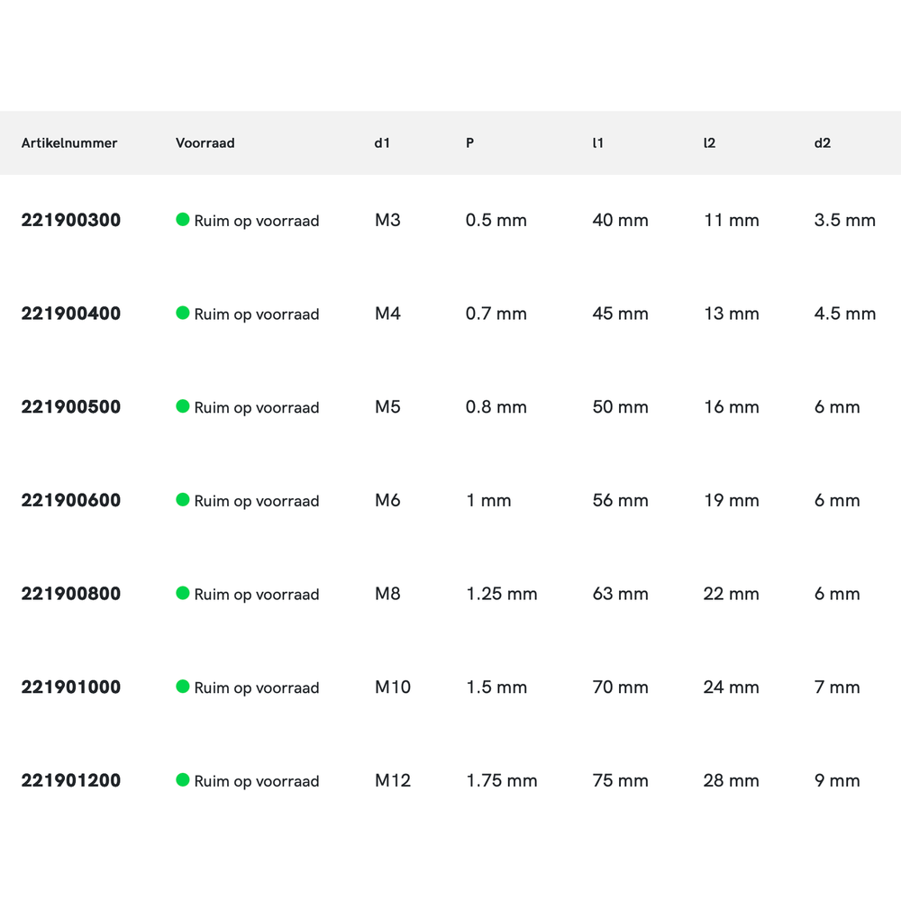 International Tools ECO HSS Machinetap DIN 352 Metrisch, kort