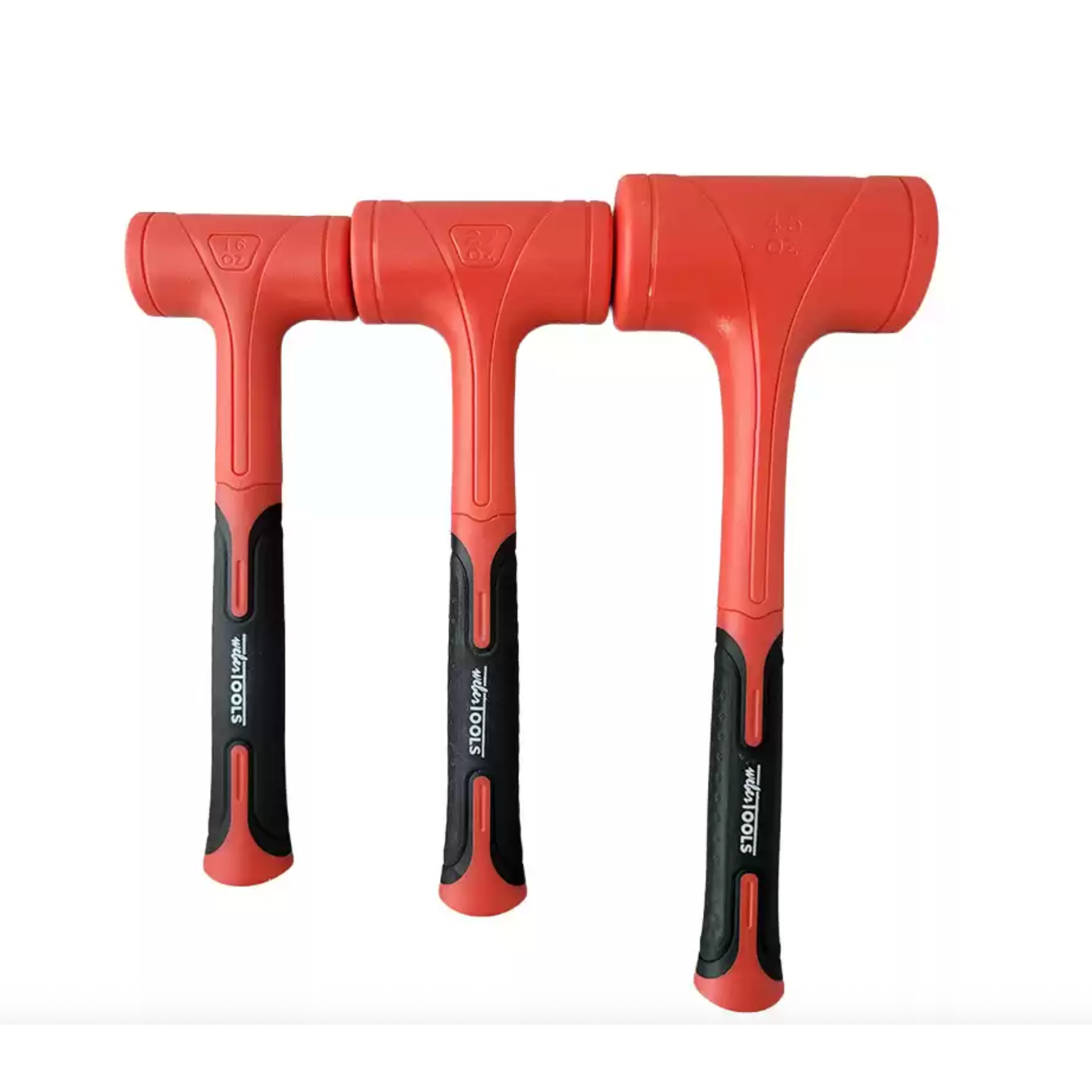 Hamer set, rubber beschermd terugslagvrij Ø 45, 52 & 64 mm 450, 680 & 1360gr 3-delig