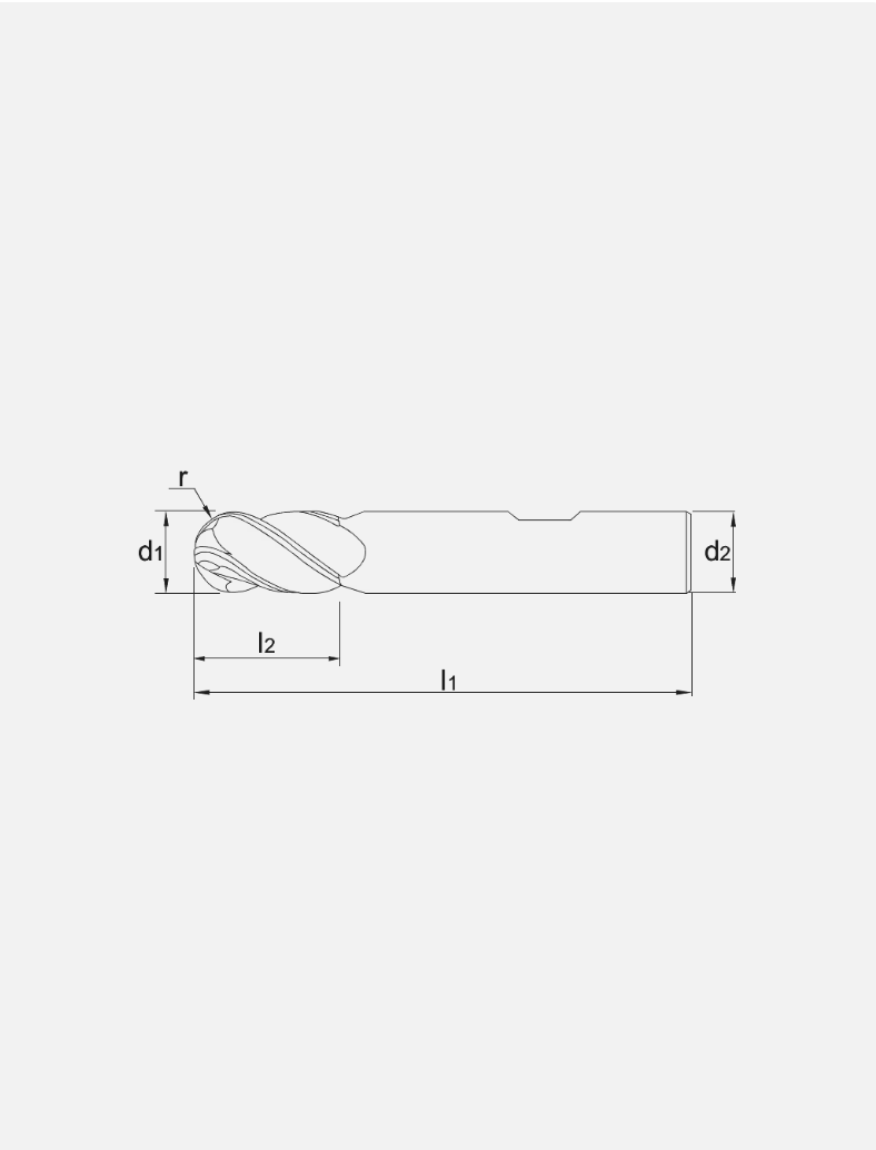 Phantom Volhardmetaal Radiusfrees, 4-snijder lang, AlTiN-X, roestvaststaal