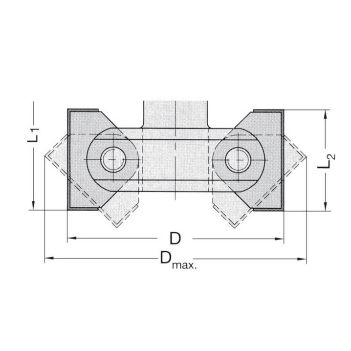 Keermes Zwenkkopfrees Ø=85 x 40 mm, TL=95 mm, S=25 mm, Z=2, HW