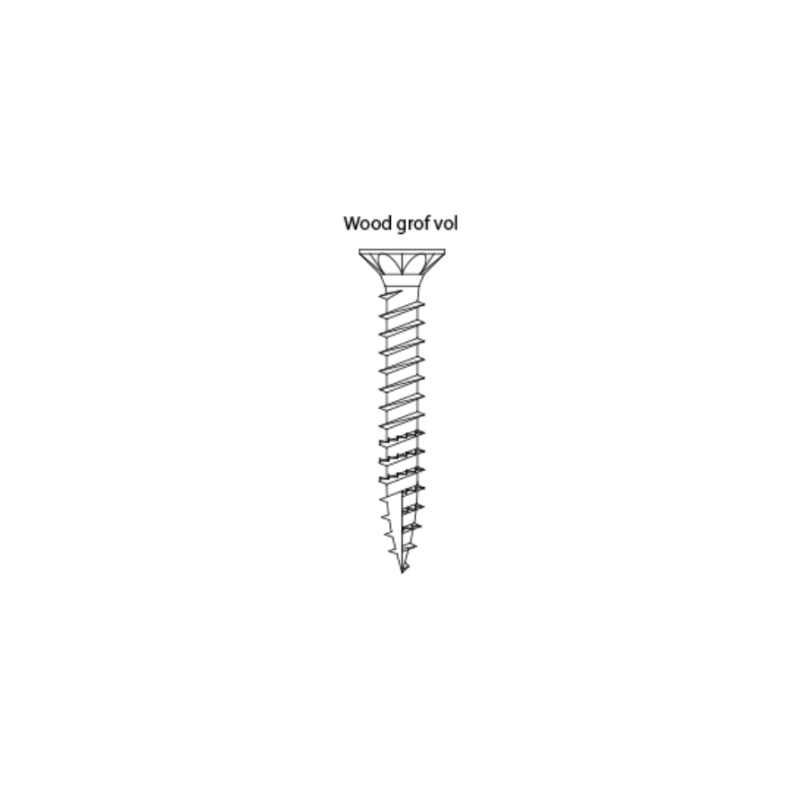 Houtschroef Wood 4.5 x 60 TX 25 Grof Voldraad (200 stuks)