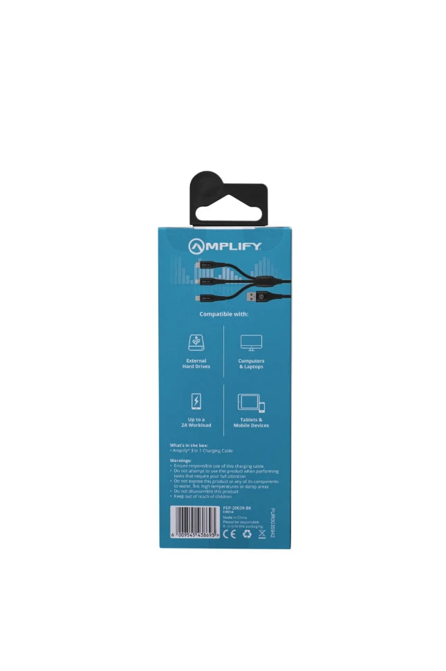 Amplify Oplaadkabel – USB-A → Micro-USB / USB-C / Lightning