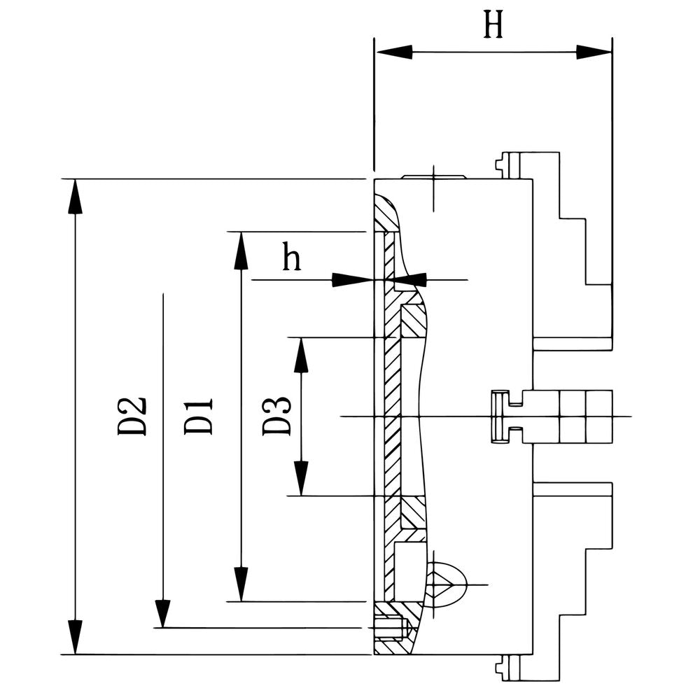 Bernardo 4-Klauwplaat DK12-100, DIN 6350,gietijzer - afbeelding 2