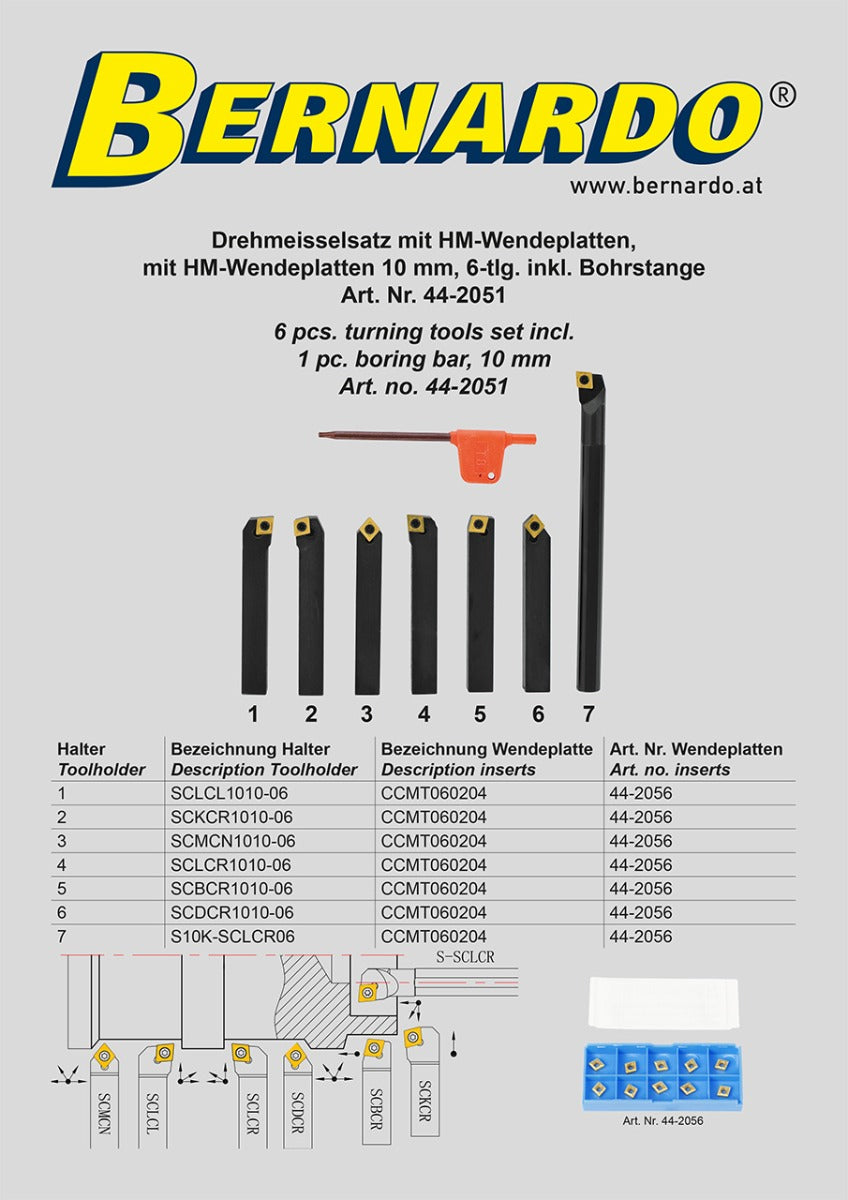 Bernardo Draaibeitelset HM-wisselpaten 6-delig, 10mm - afbeelding 3