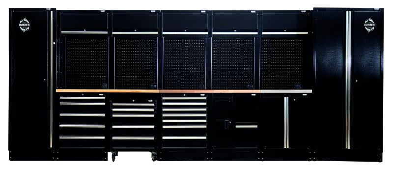 BUNKER 46cm Opbergcombinatie met gootsteen en hardhouten werkblad, 25dlg