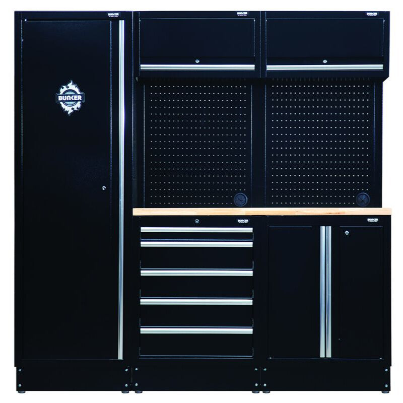 BUNKER 61cm Opbergcombinatie met hardhouten werkblad, 11dlg