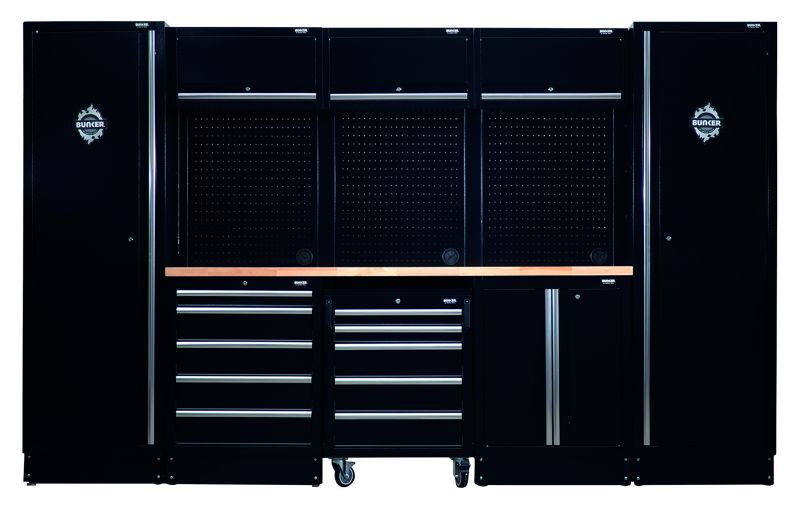 BUNKER opbergcombinatie 46 cm – hardhouten werkblad, 16-delig – D27066