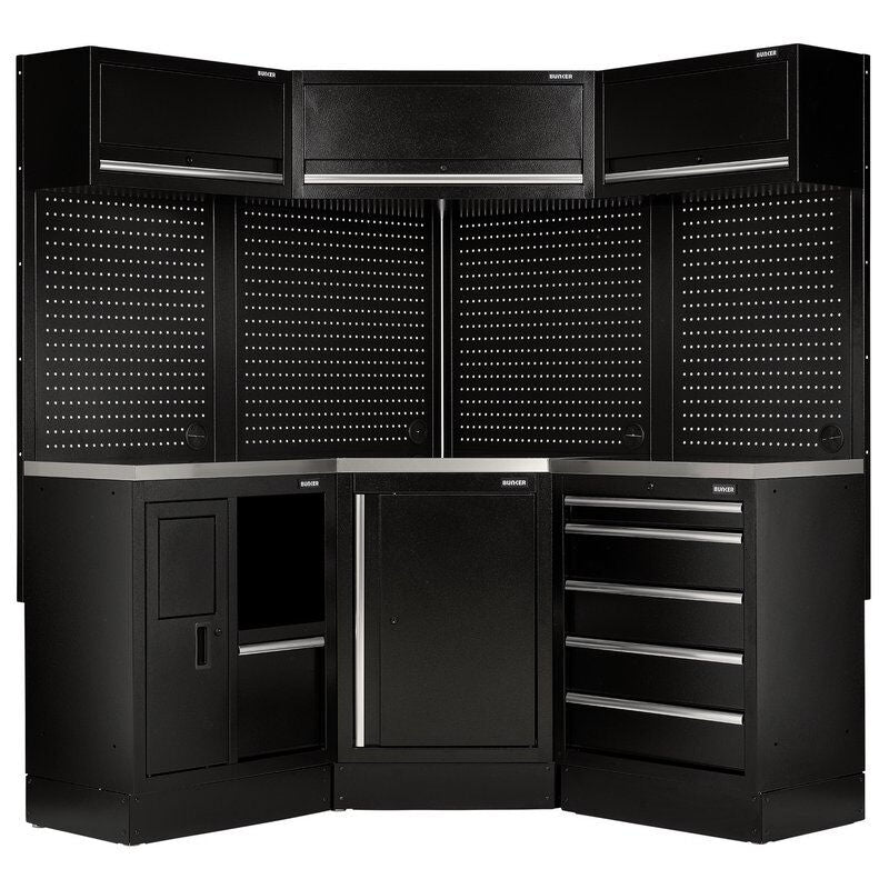 BUNKER hoekopbergcombinatie 46 cm – RVS, 18-delig – D32521
