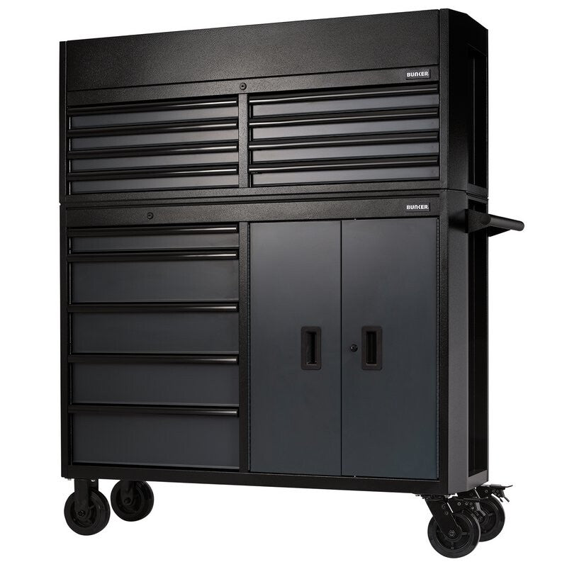 BUNKER Gereedschapswagen met topkoffer, 131cm, grijs