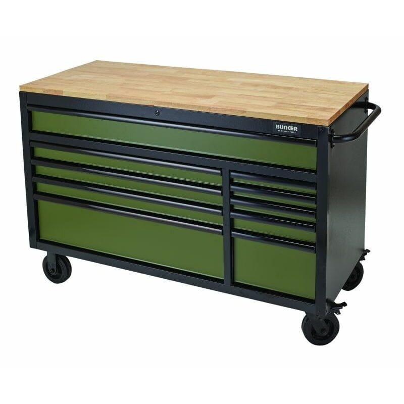 BUNKER Gereedschapswagen / Werkbank – 142 cm (groen) | 10 ladesBunkerMZS Gereedschap