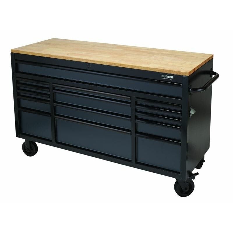 BUNKER Gereedschapswagen / Werkbank – 155 cm (grijs) | 15 ladesBunkerMZS Gereedschap