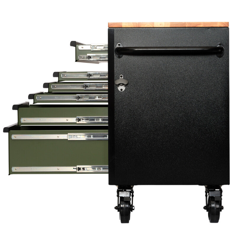 BUNKER Gereedschapswagen/werkbank, 155cm, groen
