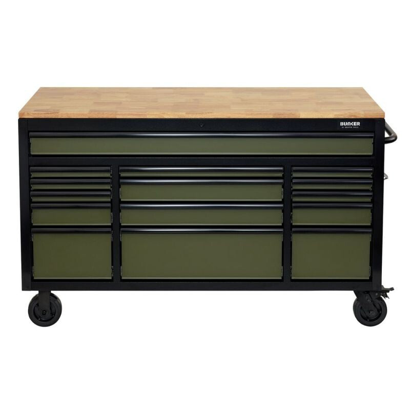 BUNKER Gereedschapswagen/werkbank, 155cm, groen