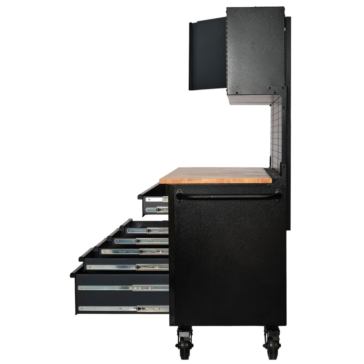 BUNKER Gereedschapswagen/werkbank met achterwand, 142cm, grijs
