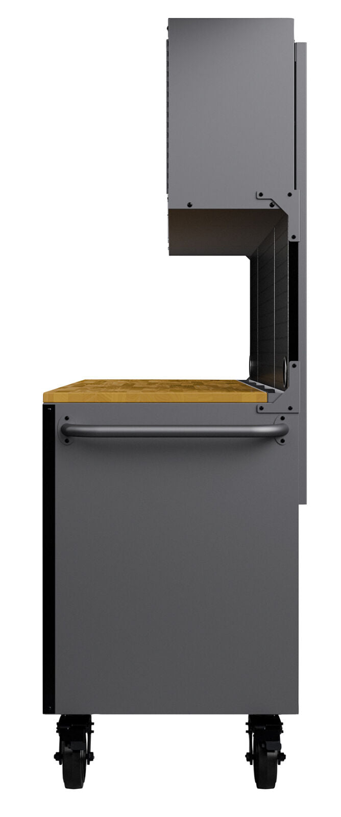 BUNKER Gereedschapswagen/werkbank met achterwand, 142cm, lichtgrijs