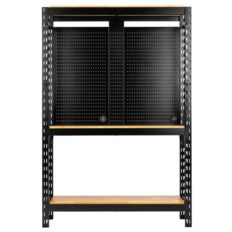 BUNKER opbergrek met geperforeerde achterwand – 1500×520×2210 mm – incl. 3 houten legplankenBunkerMZS Gereedschap