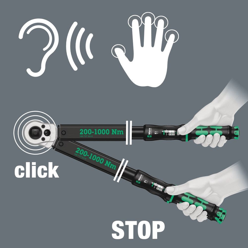 CLICK-TORQUE E 1 PUSH R/L INSTELBARE DRAAIMOMENTSLEUTEL VOOR RECHTSOM EN LINKSOM VASTDRAAIEN, 3/4",-8