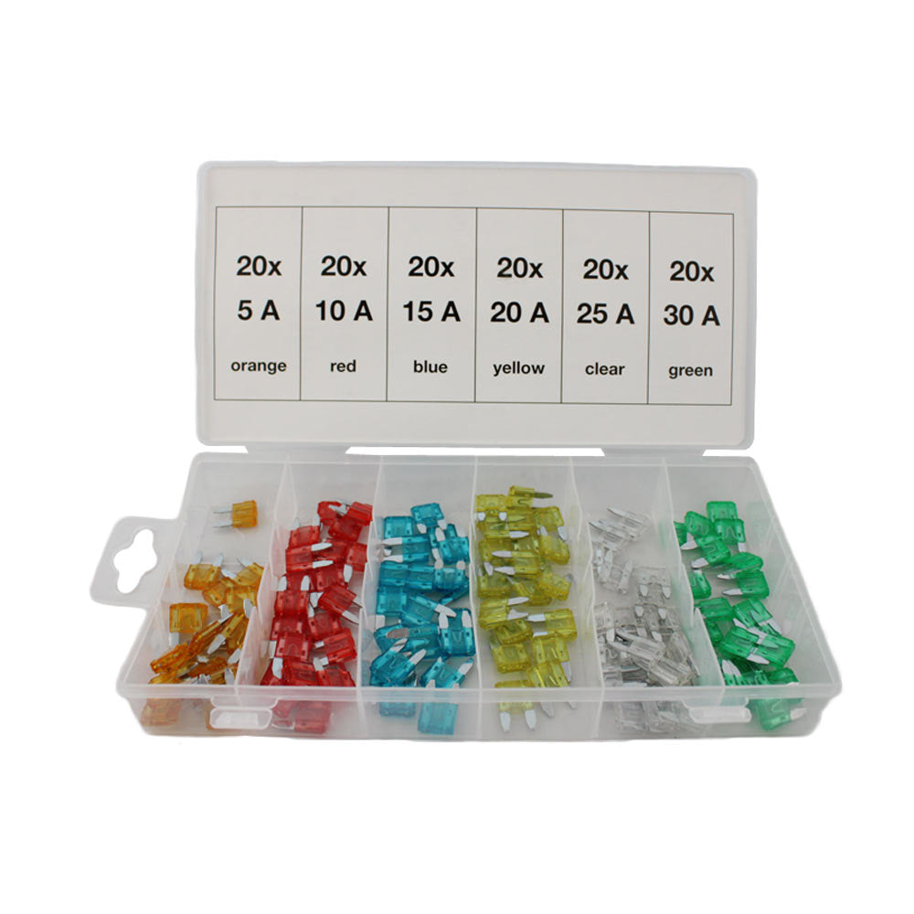 Assortiment Mini zekeringen 120 delig
