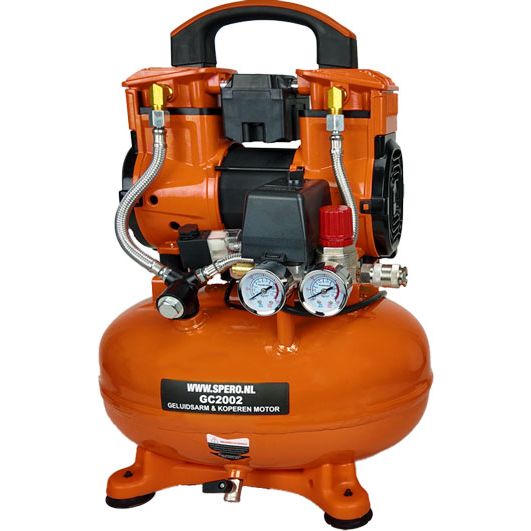 10Ltr -1180W-1.5PK HIGH SPEED 190 L/min Olievrije Silent Compressor 2800T/min 65dB SPERO - 9Bar