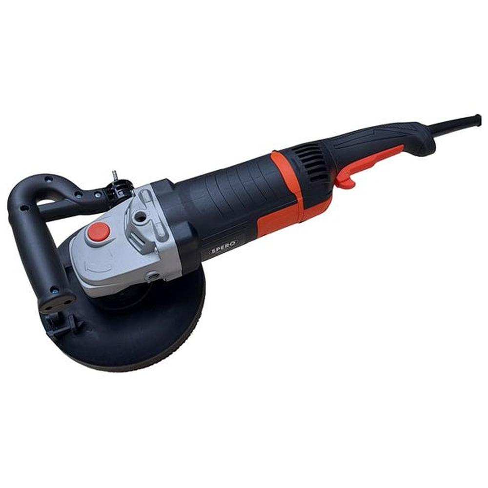 180mm DELUXE 2200Watt Betonslijper cq Schuur & Polijstmachine DROOG + Verende stofkap & STEEN Diamant Komschijf