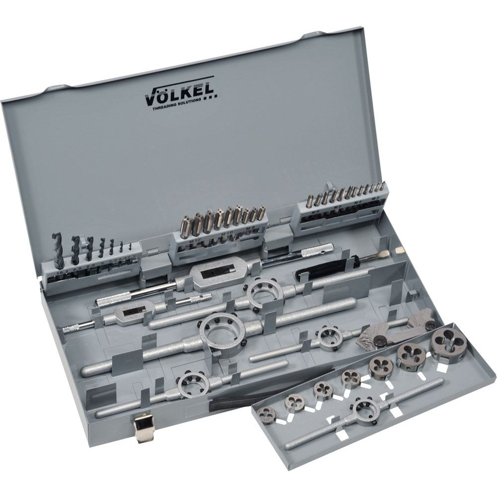 Set handtap snijplaat M3-12 Wringijzer, snijplaathouder, boren