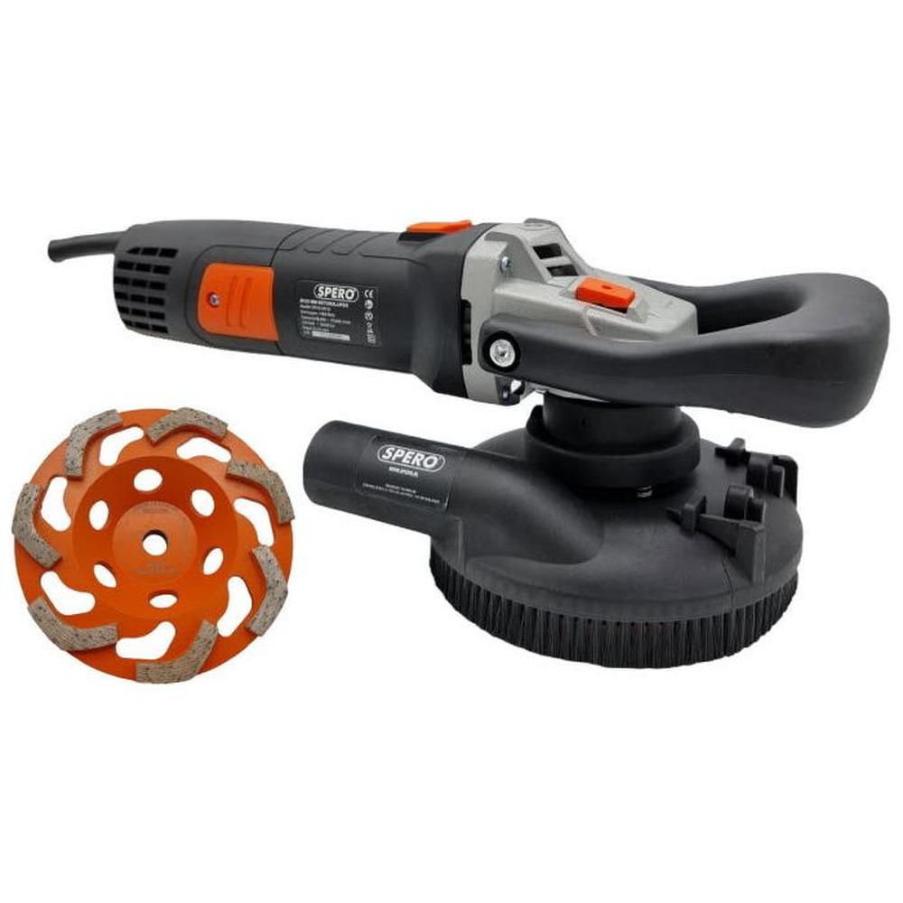 125mm DELUXE 1400Watt Betonslijper cq Schuur & Polijstmachine DROOG + Verende stofkap Excl. Komschijf