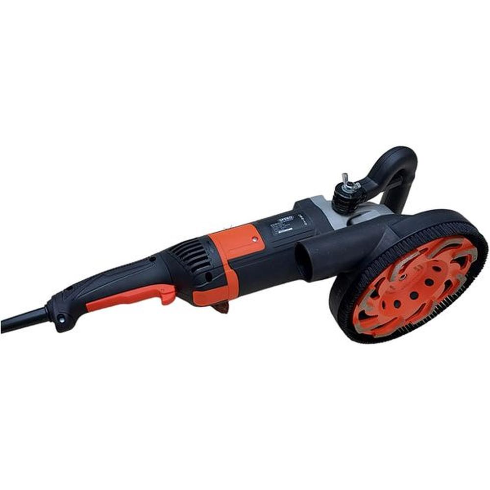 180mm DELUXE 2200Watt Betonslijper cq Schuur & Polijstmachine DROOG + Verende stofkap & STEEN Diamant Komschijf