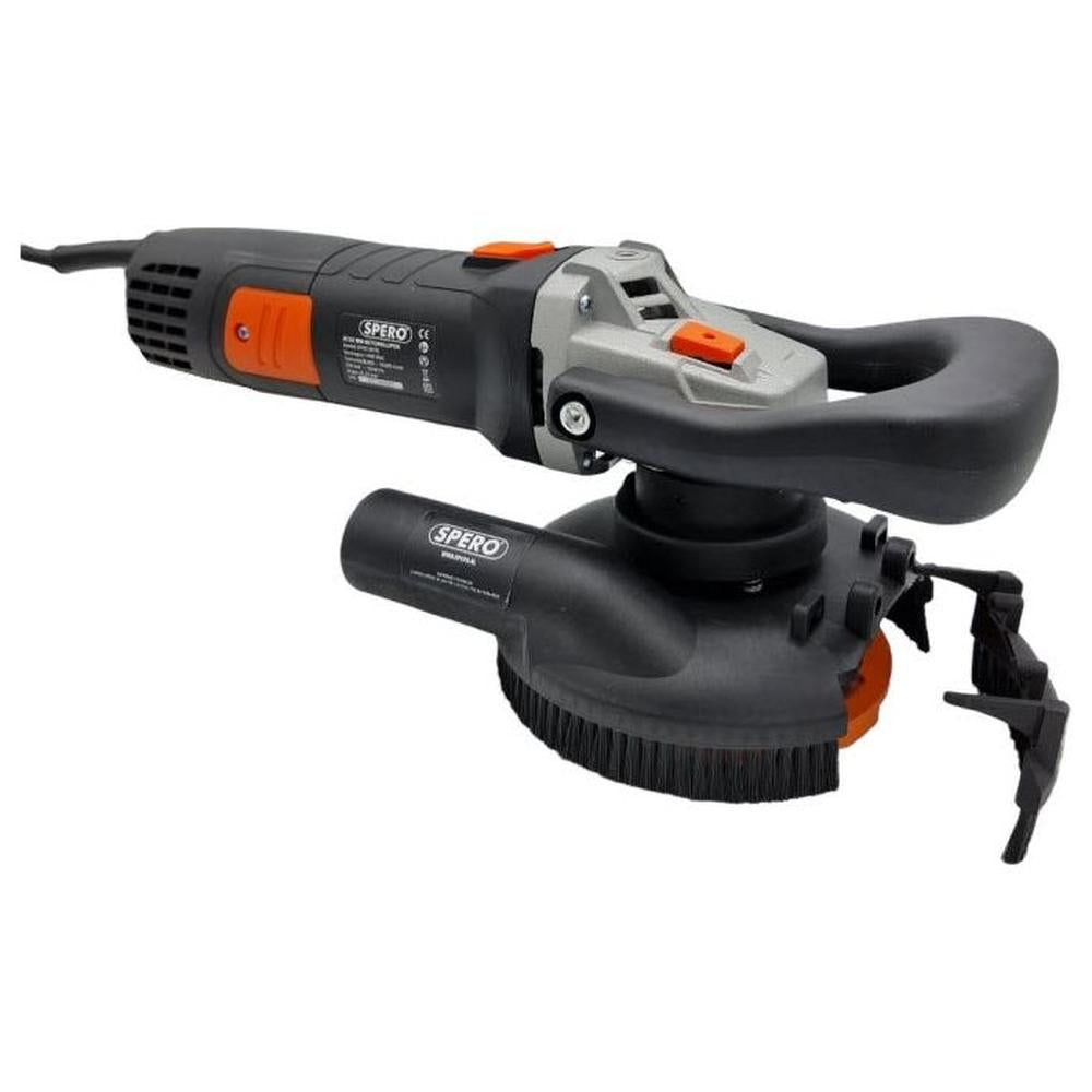 125mm DELUXE 1400Watt Betonslijper cq Schuur & Polijstmachine DROOG + Verende stofkap & BETON Diamant Komschijf