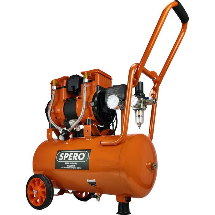 24Ltr - 1480W-2PK HIGH SPEED 250 L/min Olievrije Silent Compressor 2800T/min 65dB SPERO - 9Bar