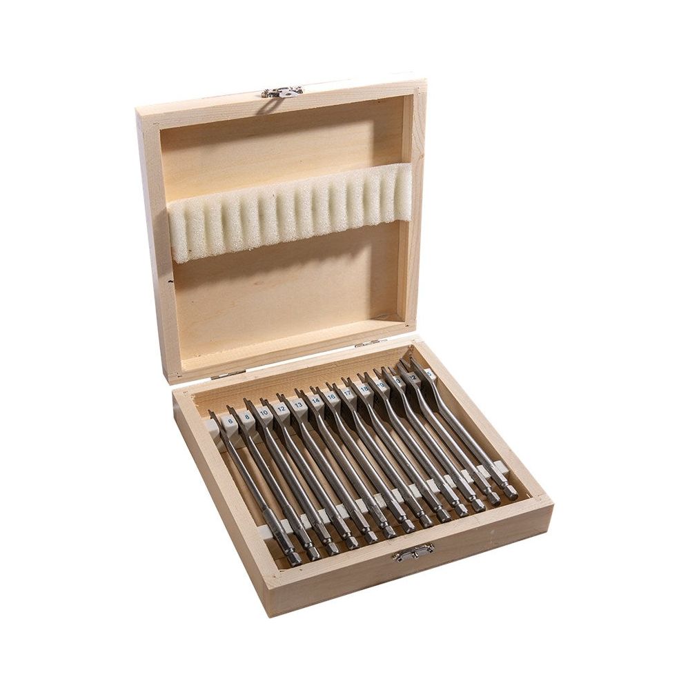 Speedborenset Quicklock 13-dlg 6-8-10-12 13-14-16-17-18-19-20-22-25mm houten doos