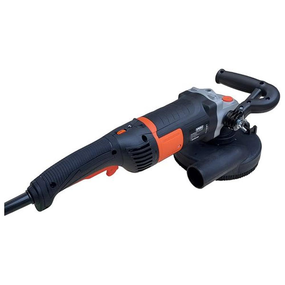 180mm DELUXE 2200Watt Betonslijper cq Schuur & Polijstmachine DROOG + Verende stofkap & STEEN Diamant Komschijf