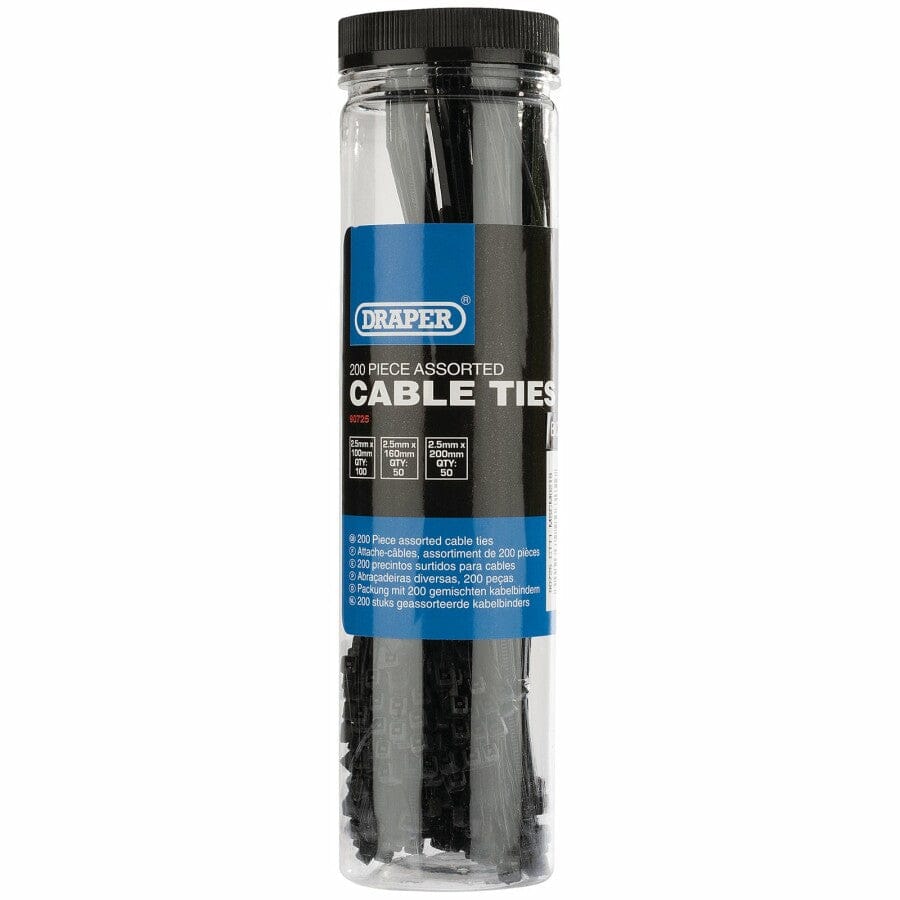 Kabelbinder assortiment, 200st-Draper Tools-MZS Gereedschap