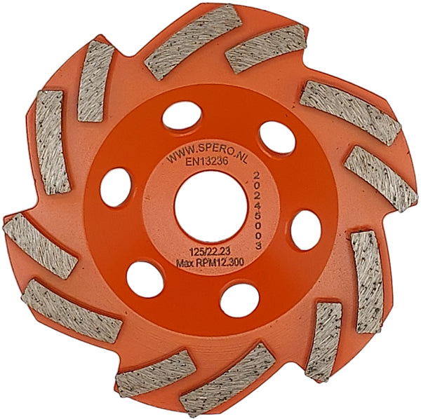 125mm GROF Dubbele SNAKE Diamant Komslijpschijf Beton, Lijm, Anhydriet, Zandcement - Asgat 22.23mm